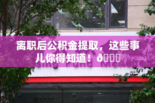 沙县离职后公积金提取，这些事儿你得知道！😎